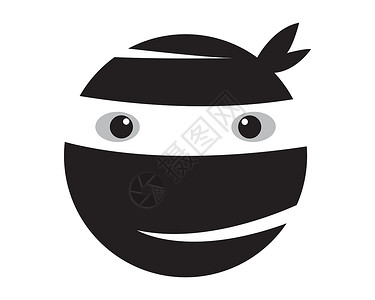 日本面具忍者标志设计漫画刺客行动运动插图武士白色标识面具卡通片插画