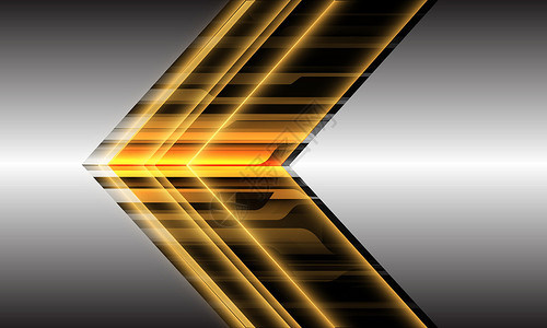 抽象黄色光网络箭头方向几何动态银设计现代未来技术背景矢量图背景图片