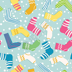 彩色袜子与现代五颜六色的袜子的无缝模式 涂鸦风格的时尚配饰 各种棉脚布 用于 web 和印刷品的卡通袜子用于邀请卡织物纺织品 它制作图案插画