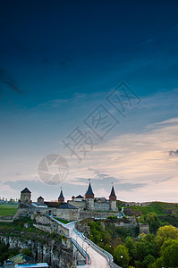 卡缅涅茨波多利斯基堡垒 乌克兰石头城市岩石旅行日落建筑日出城堡房子旅游背景