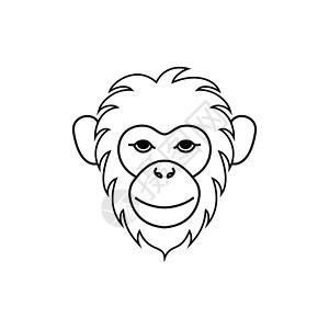 猴头蘑线条艺术样式中的猴头插画