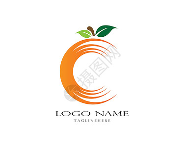 橙色标志设计圆圈生态技术农场农业标识花园曲线橙子插图背景图片