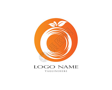 橙色标志设计农业技术叶子橙子圆圈环形标识插图漩涡曲线背景图片