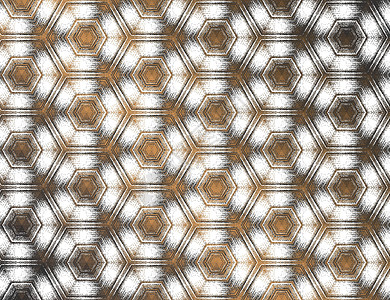 几何抽象深灰色白色金属铜纹理万花筒六角形图案背景图片