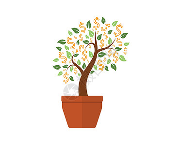 发财树繁荣象征绿色生长插图商业白色金融标识剪贴环境艺术背景图片