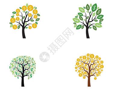 发财树繁荣象征生长剪贴绿色艺术植物商业标识插图现金环境背景图片