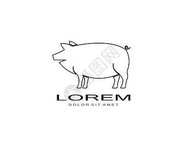 猪标志 vecto插图黑色哺乳动物艺术猪肉食物绘画农场动物商业背景图片