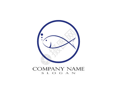 鱼标志模板海洋蓝色野生动物公司食物钓鱼海鲜徽标字母艺术背景图片