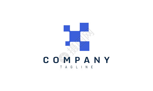 蓝色公司背景数据关系技术标志模板插画