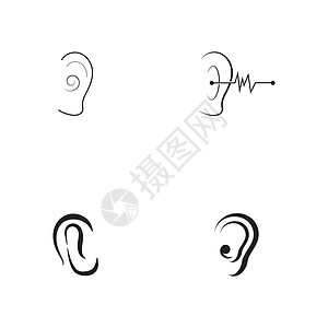 听力矢量图解设计日志音乐黑色白色艺术耳聋援助医疗插图身体药品背景图片