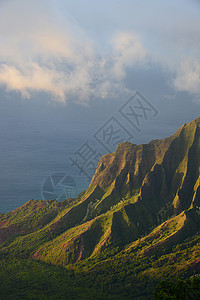Kauai海岸海洋崎岖悬崖热带海岸线旅行戏剧性侏罗纪公园天堂背景图片