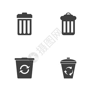 垃圾标识垃圾图标矢量插图设计标识商业白色网站垃圾桶篮子网络工作室黑色环境插画