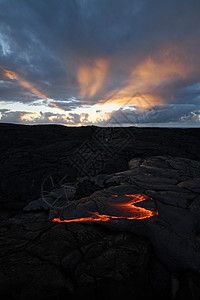 熔岩表面流地热火山红色危险活力流动岩石国家液体公园高清图片