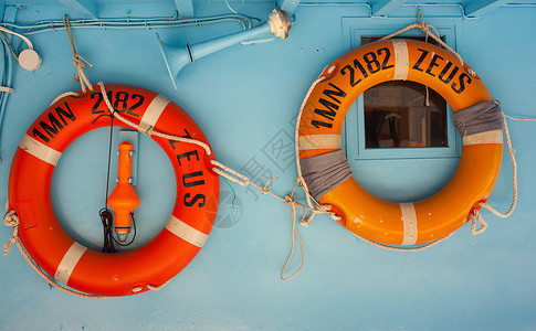救生艇生活渔船漂浮橡皮蓝色救生衣海上生活戒指安全旅行背景图片