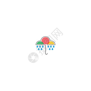 雨伞标志图标概念安全配饰网络商业标识气候下雨季节品牌插图背景图片