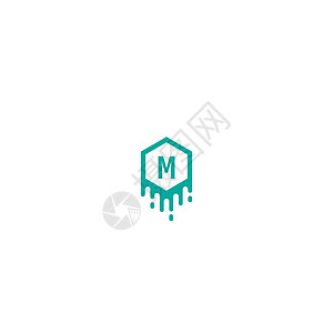 绿色设计概念中的字母 M 标识营销互联网字体公司圆圈衬线体创造力艺术奢华黑色背景图片