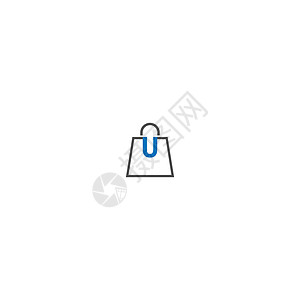 U型锁购物篮上的字母 U技术插图零售气泡网站杂货店产品市场商务网络设计图片