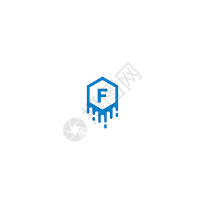 蓝色设计概念中的字母 F 标识网络公司标题奢华正方形字体技术圆圈黑色创造力背景图片