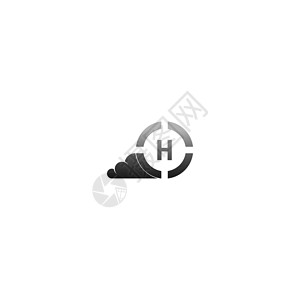 渐变颜色的 Circle H 标志字母设计概念技术公司互联网营销圆圈衬线体奢华标识标题品牌背景图片