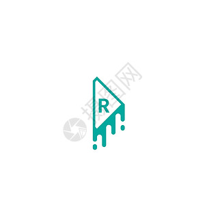 绿色设计概念中的字母 R 标识正方形圆圈互联网营销插图公司奢华创造力标题字体背景图片