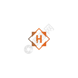方形 H 标志字母设计插图奢华标题标识橙子正方形营销圆圈艺术互联网背景图片