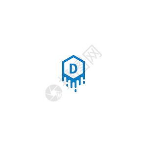蓝色设计概念中的字母 D 标识网络圆圈奢华插图品牌艺术互联网字体正方形公司背景图片
