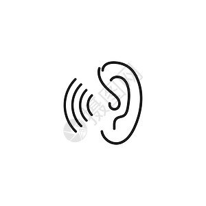 听力标志模板 vecto洞察力分贝收音机耳朵体积帮助艺术听者课程身体背景图片
