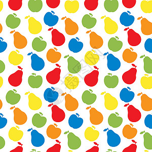 一筐苹果加梨矢量无缝模式的水果苹果和豌豆食物装饰绘画花园装饰品植物风格绿色红色插图设计图片