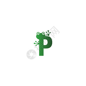 字母 P 标志设计青蛙脚印概念艺术坡度曲线荒野鬣蜥商业变色龙标识横幅动物背景图片