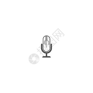 麦克风标志播客标志图标矢量模板娱乐记录唱歌标签白色演讲工作室广播商业技术插画
