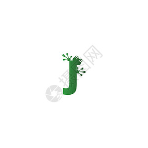 字母 J 标志设计青蛙脚印概念卡通片标识曲线字体变色龙游戏动物艺术横幅商业背景图片