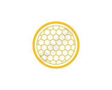 蜂窝图设计食物标识六边形黄色蜂蜜标签插图白色金子黑色背景图片