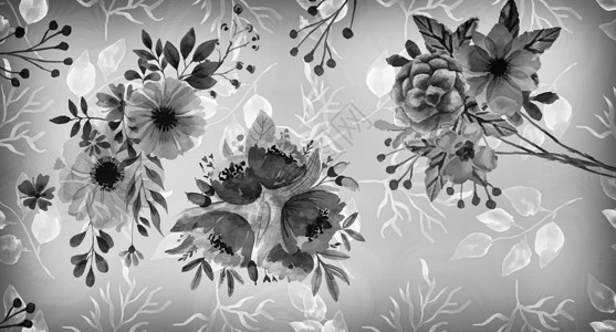 复古风格的花朵黑白图像背景图片