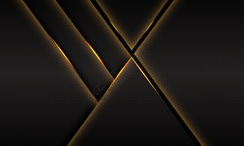 深灰色金属六边形网格设计现代未来主义背景 vecto 上的抽象金光背景图片