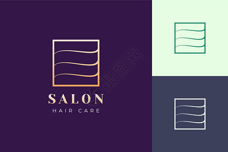 沙龙标志模板与简单和豪华的发型标识女性治疗头发洗发水理发店铺女士工具商业背景图片