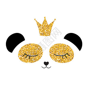 闪光的皇冠小可爱的熊猫公主与皇冠和鲜花卡片和衬衫设计 它制作图案矢量绘画动物海报生日彩虹童话孩子们药水卡通片插图插画