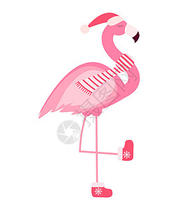 可爱的粉红色火烈鸟新年和圣诞节背景矢量它制作图案荒野野生动物天堂异国情调结婚打印插图纺织品羽毛背景图片