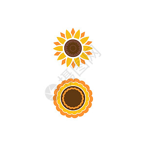 太阳花标志模板 vecto艺术太阳植物绿色插图黄色向日葵白色花瓣标识背景图片