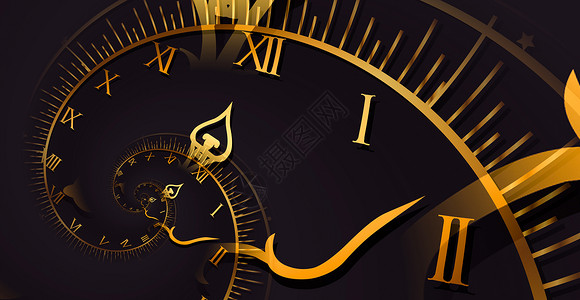 Droste 效果背景 与时间相关的概念的抽象设计手表螺旋数字催眠术黄金滴答困惑警报倒数工作背景图片