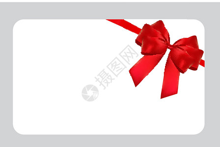 配有红弓和丝带的空白礼品卡模板 您的业务矢量说明礼物红色折扣代金券价格卡片优惠券证书横幅促销背景图片