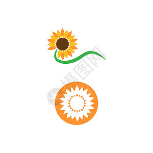 太阳花标志模板 vecto花瓣黄色绿色白色植物插图标识艺术向日葵太阳背景图片
