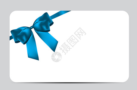 带蓝弓和丝带的空白礼品卡模板 您业务的矢量说明礼物促销商业横幅展示优惠券市场折扣金融证书背景图片