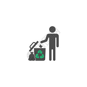 倒垃圾的人垃圾和人图标 vecto回收生态生活地球活力力量男人按钮环境产品设计图片