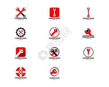 扳手使用图维修服务标志设计元素集发动机速度标识齿轮车轮身份技术机器商业房屋设计图片