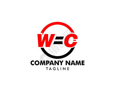 wfc初始字母 WFC 徽标模板设计技术艺术公司黑色标识网络插图红色金融营销插画