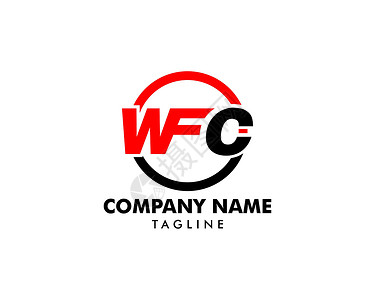 wfc初始字母 WFC 徽标模板设计红色黑色品牌网络字体公司世界中心金融徽章插画