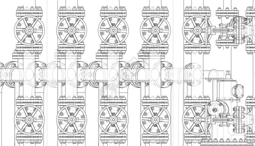 乔托钟楼阀门等工业设备 韦克托植物工厂资源配件蓝图海关化学品蓝色气体燃料插画