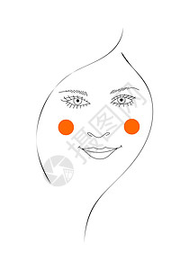一个红脸颊的俄罗斯女孩的美丽脸庞 线条艺术风格 矢量图背景图片