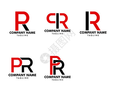 pr字体特效首字母 PR 标志模板设计集设计图片