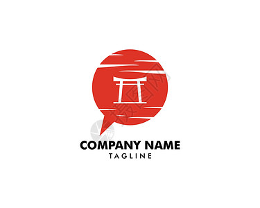 牌坊设计素材日本谈话和红色牌坊门标志模板设计插画